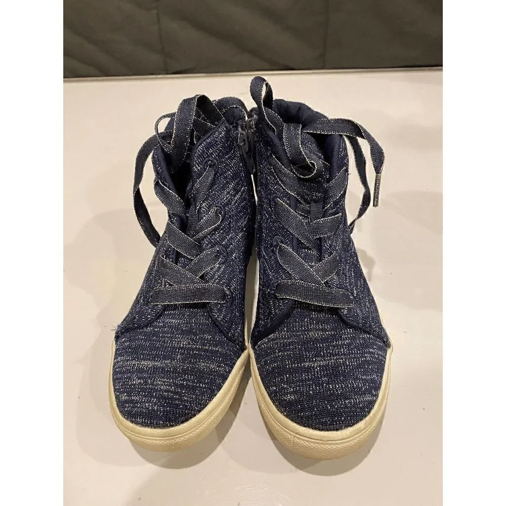 Cat & Jack Kids Girls Lace Zip High Top Sneakers Blue Denim Sz 13